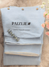 100% French Linen Sky Blue Bedsheet and Duvet cover with White Piping | Linen Bed Sheets | Set of 4 - paizlie