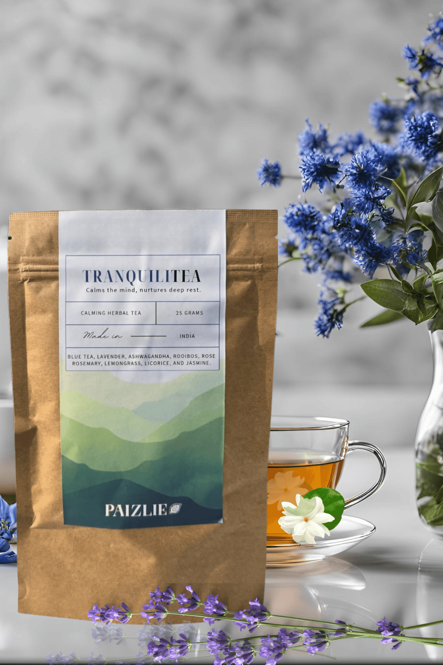 TranquiliTea | Blend of Calming Herbs and Flowers | Promotes Deep Sleep - paizlie
