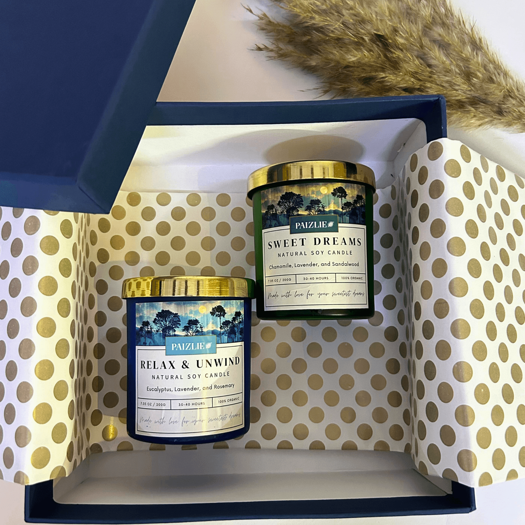 Paizlie Candle Gift Set: Sweet Dreams & Relax & Unwind Soy Candles - paizlie