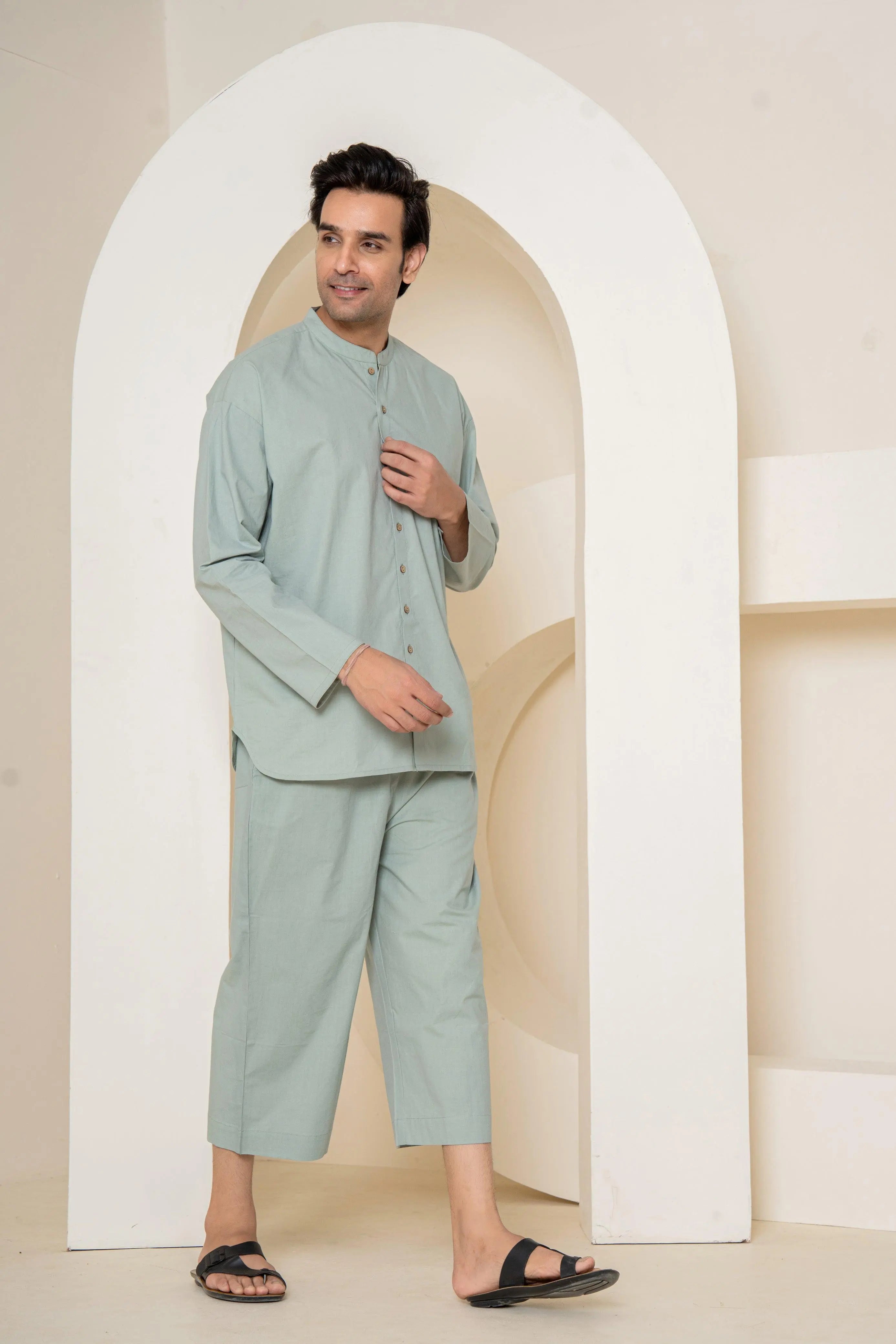 Olive Ease Loungewear | 100% Poplin Organic Cotton | Men Loungewear - paizlie
