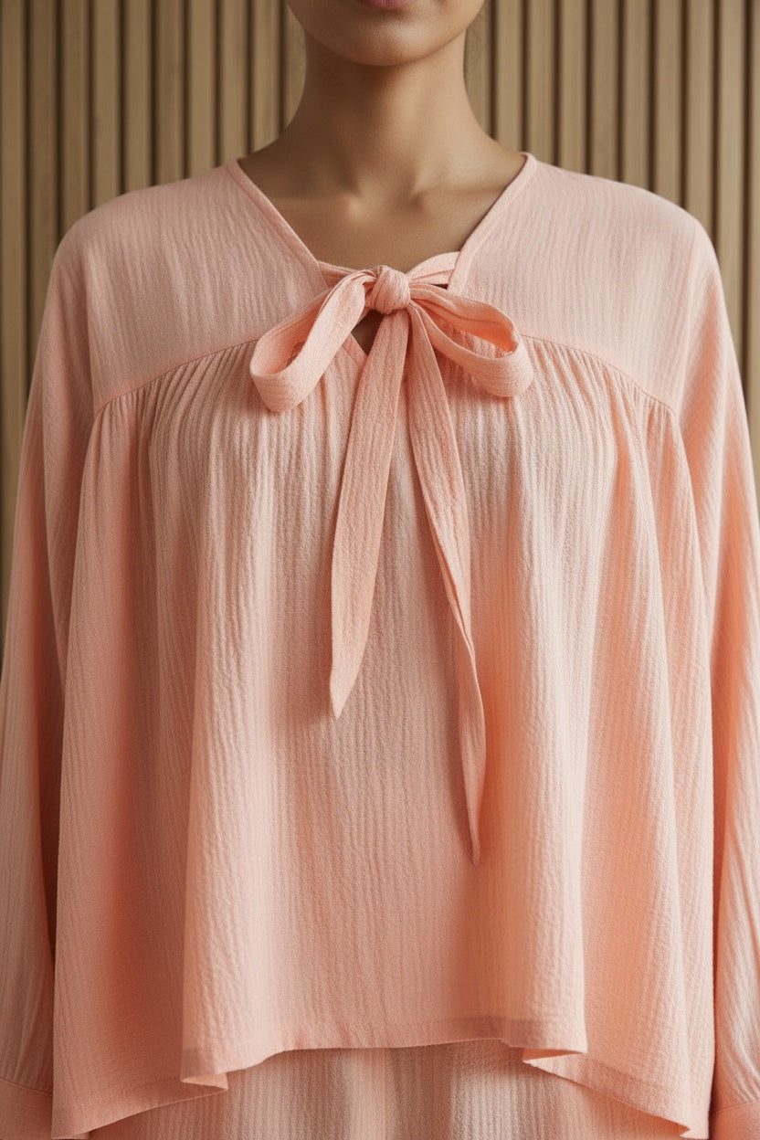 Detail shot of Fuzzy Peach Loungewear | Organic Cotton | Women