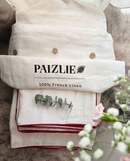 100% French Linen Beige with Red Piping Bedding Set| Set of 4 - paizlie