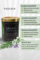 Sweet Dreams Natural Scented Candle | Handmade with Pure Soy Wax | Organic Essential oils of Eucalyptus, Rosemary & Lavender