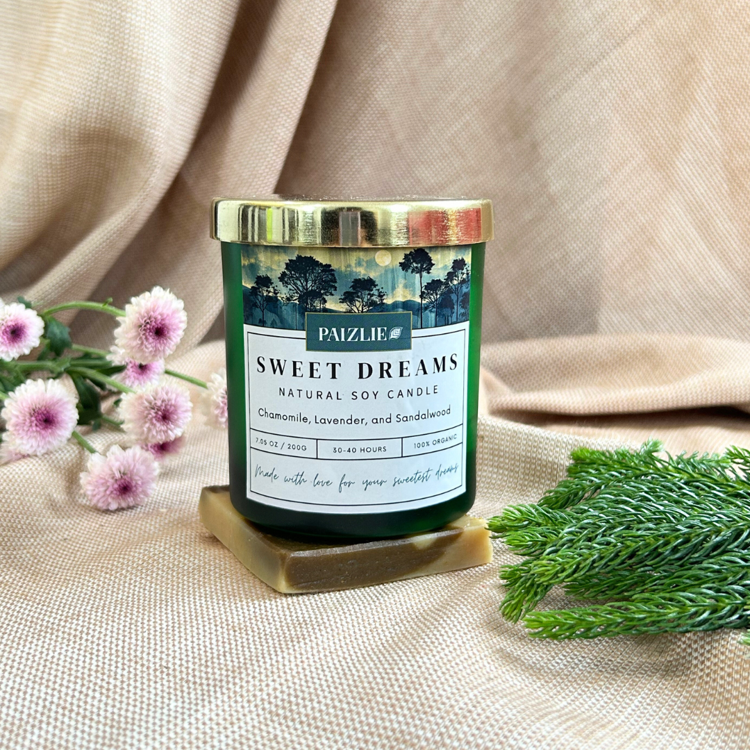 Sweet Dreams Scented Candle | Handmade with Pure Soy Wax | Organic Essential Oils of Chamomile, Lavender &amp; Sandalwood