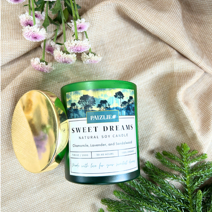 Sweet Dreams Scented Candle | Handmade with Pure Soy Wax | Organic Essential Oils of Chamomile, Lavender &amp; Sandalwood