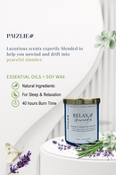 Relax & Unwind Scented Candle | Handmade with Pure Soy Wax | Organic Essential Oils of Chamomile, Lavender & Sandalwood