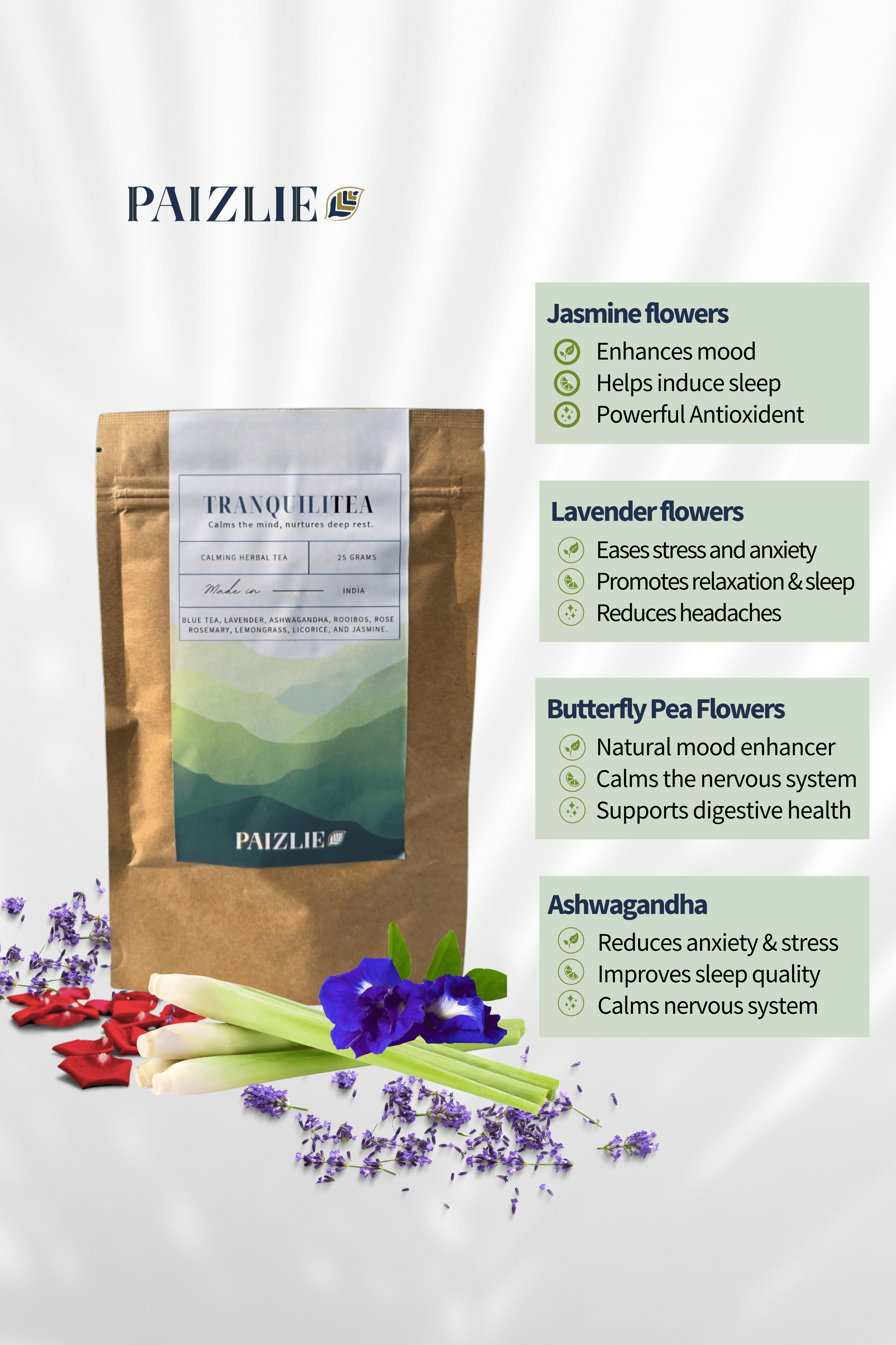 TranquiliTea | Blend of Calming Herbs and Flowers | Promotes Deep Sleep