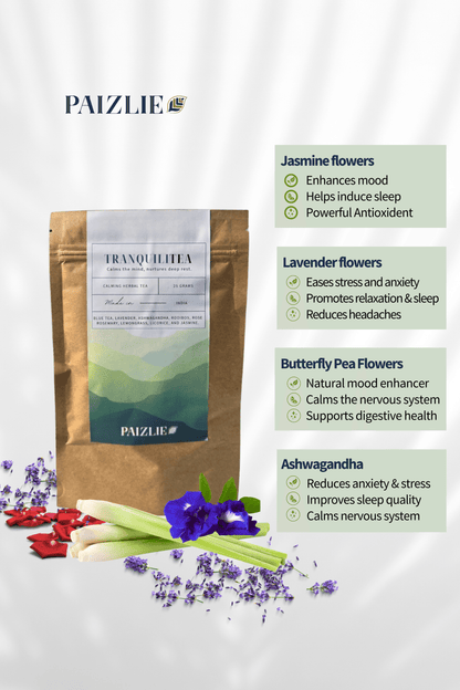 TranquiliTea: 100% natural herbal tea -  Blue Pea, Lavender, Jasmine and Ashwagandha