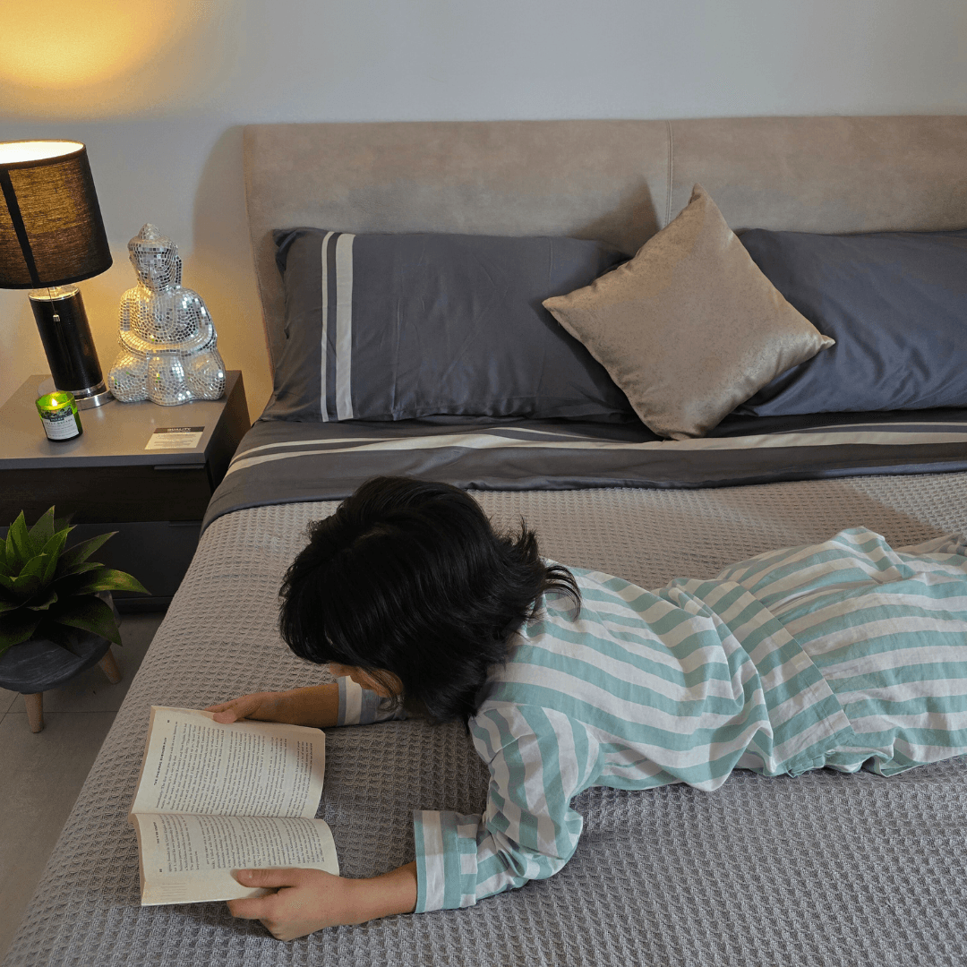 100% Bamboo Metal Grey with White Stripe Bedding Set | Set of 4 - paizlie