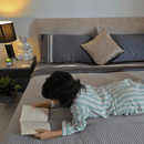 100% Bamboo Metal Grey with White Stripe Bedding Set | Set of 4 - paizlie