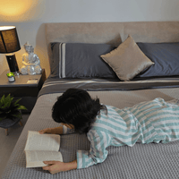 100% Bamboo Metal Grey with White Stripe Bedding Set | Set of 4 - paizlie