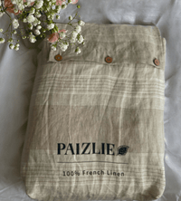 Beige Stripes | 100% Natural European flax Linen Bedsheets | Set of 4 - paizlie