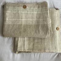 Beige Stripes | 100% Natural European flax Linen Bedsheets | Set of 4 - paizlie