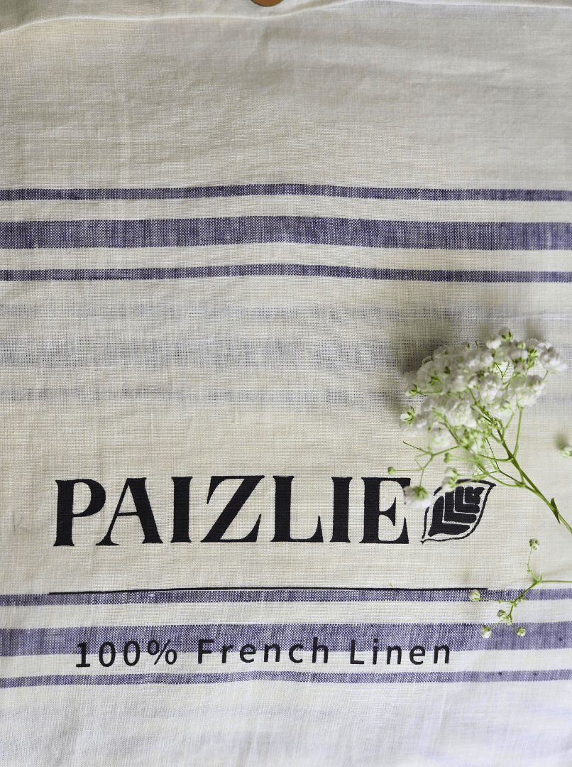 Blue Stripes | 100% Natural European flax Linen Bedsheets | Set of 4 - paizlie