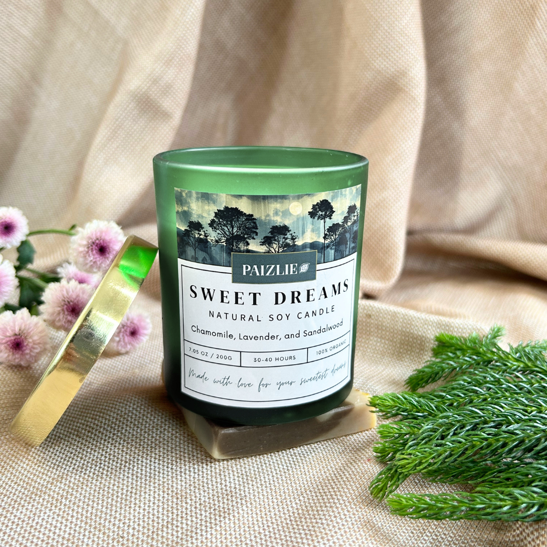 Sweet Dreams Scented Candle | Handmade with Pure Soy Wax | Organic Essential Oils of Chamomile, Lavender &amp; Sandalwood