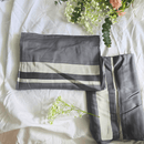100% Bamboo Metal Grey with White Stripe Bedding Set | Set of 4 - paizlie