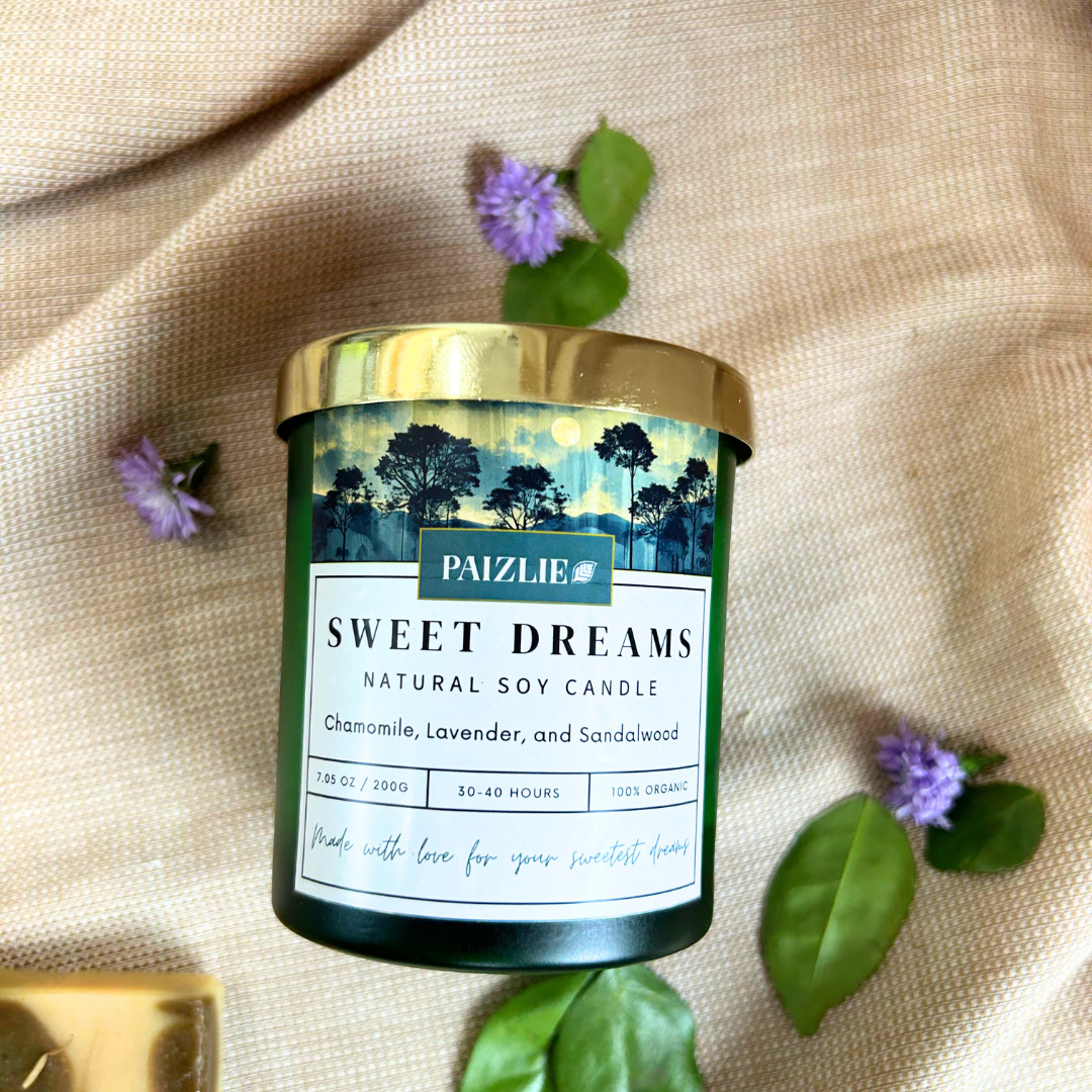 Sweet Dreams Scented Candle | Handmade with Pure Soy Wax | Organic Essential Oils of Chamomile, Lavender &amp; Sandalwood