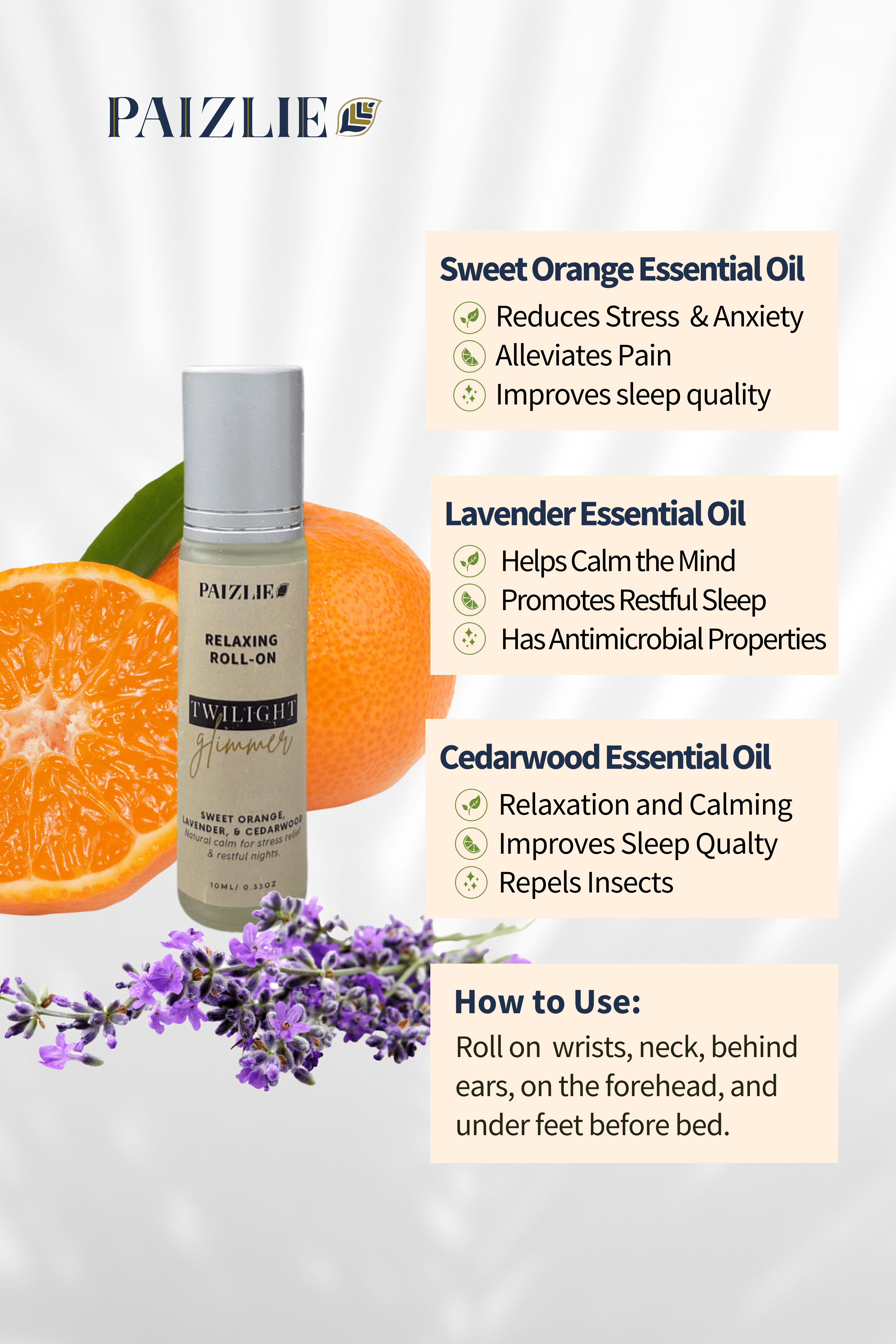 Twilight Glimmer Natural Roll On | Sweet Orange, Lavender, & Cedarwood - paizlie