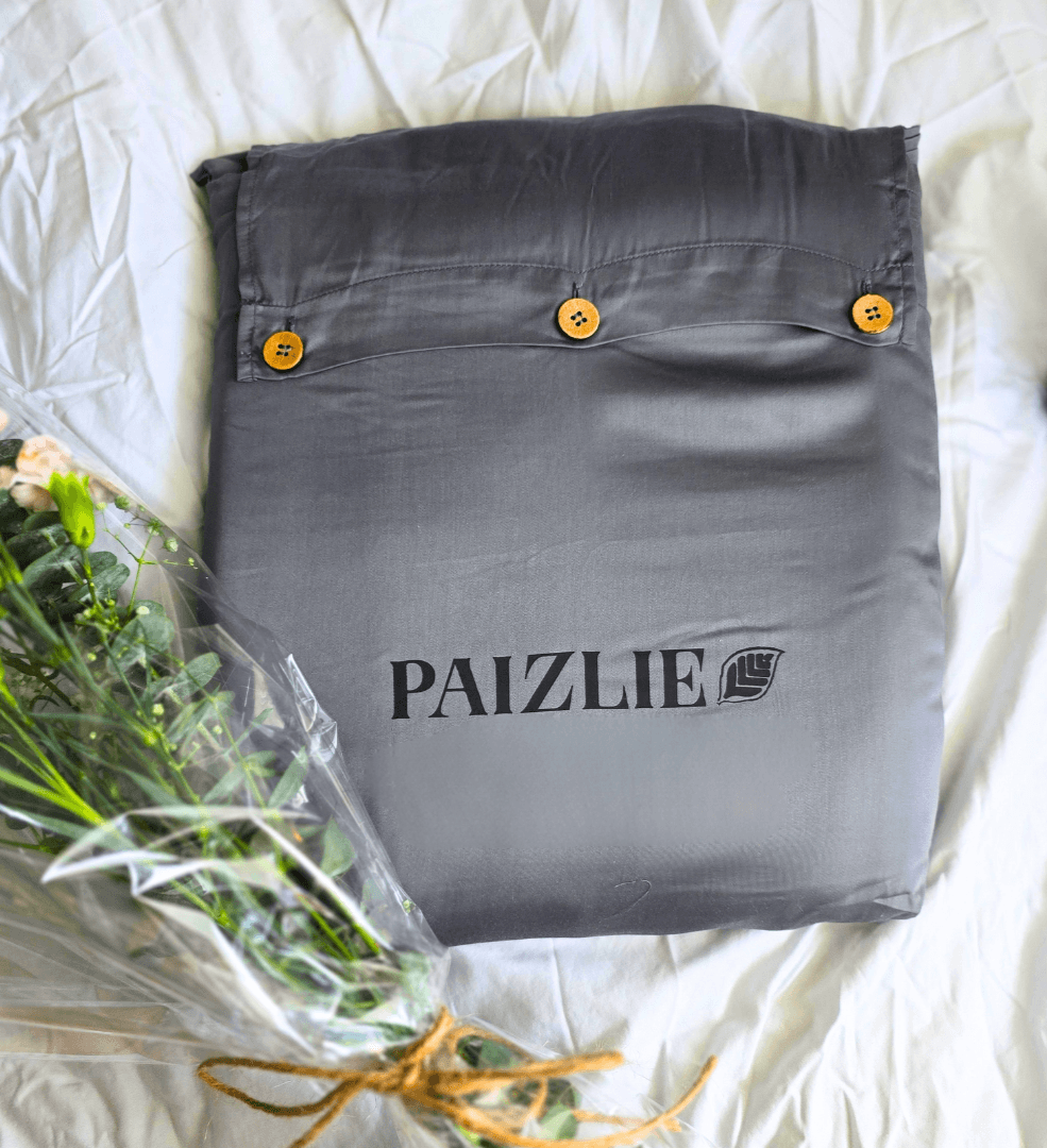 100% Bamboo Metal Grey with White Stripe Bedding Set | Set of 4 - paizlie