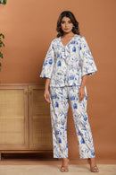Floral Toile Loungewear | 100% Organic Poplin Cotton | Women - paizlie