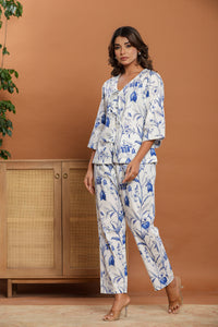 Floral Toile Loungewear | 100% Organic Poplin Cotton | Women - paizlie