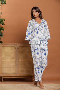 Floral Toile Loungewear | 100% Organic Poplin Cotton | Women - paizlie