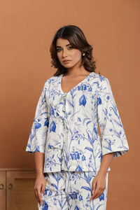 Floral Toile Loungewear | 100% Organic Poplin Cotton | Women - paizlie