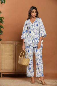 Floral Toile Loungewear | 100% Organic Poplin Cotton | Women - paizlie