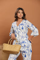 Floral Toile Loungewear | 100% Organic Poplin Cotton | Women - paizlie