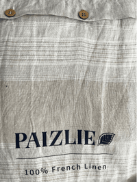Beige Stripes | 100% Natural European flax Linen Bedsheets | Set of 4 - paizlie