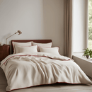 100% French Linen Beige with Red Piping Bedding Set| Set of 4 - paizlie