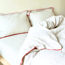 100% French Linen Beige with Red Piping Bedding Set| Set of 4 - paizlie