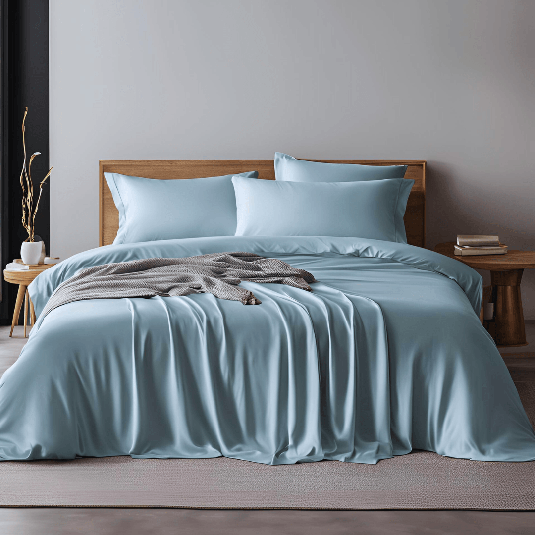 100% Bamboo Blue Solid Bedding Set | Set of 4