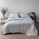 Blue Small Stripes | 100% Natural European Linen Bedsheets | Set of 4 - paizlie