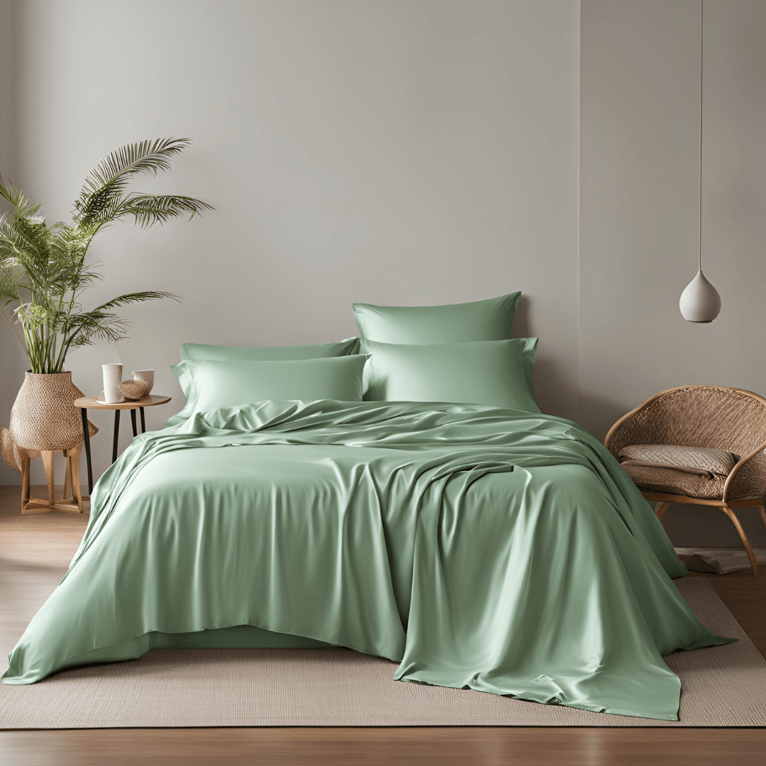 100% Bamboo Green Solid Bedding Set | Set of 4 - paizlie