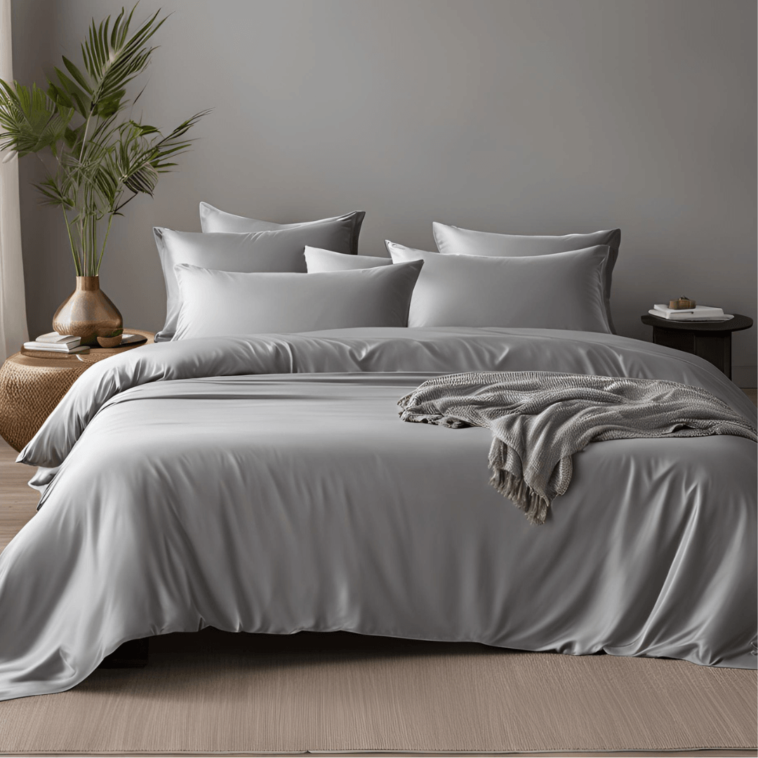 100% Bamboo Silver Grey Solid Bedding Set | Set of 4