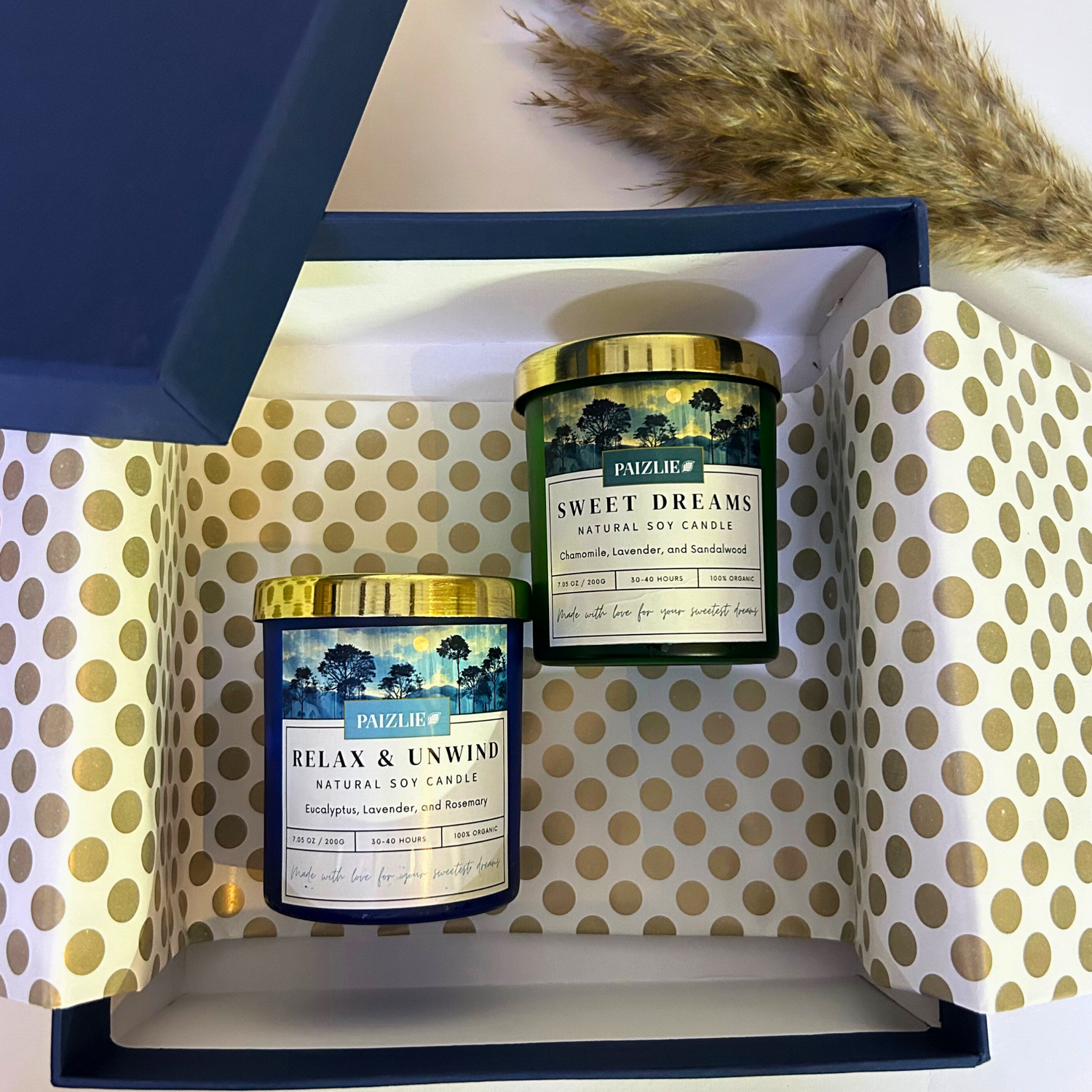 Paizlie Candle Gift Set: Sweet Dreams &amp; Relax &amp; Unwind Soy Candles