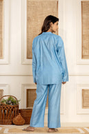 Ocean Waves Loungewear| Mulberry Silk | Women Loungewear - paizlie