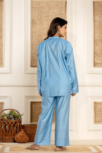 Ocean Waves Loungewear| Mulberry Silk | Women Loungewear - paizlie