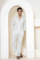 Sage Stripes Loungewear| 100% Cambric Cotton | Men Pajama - paizlie