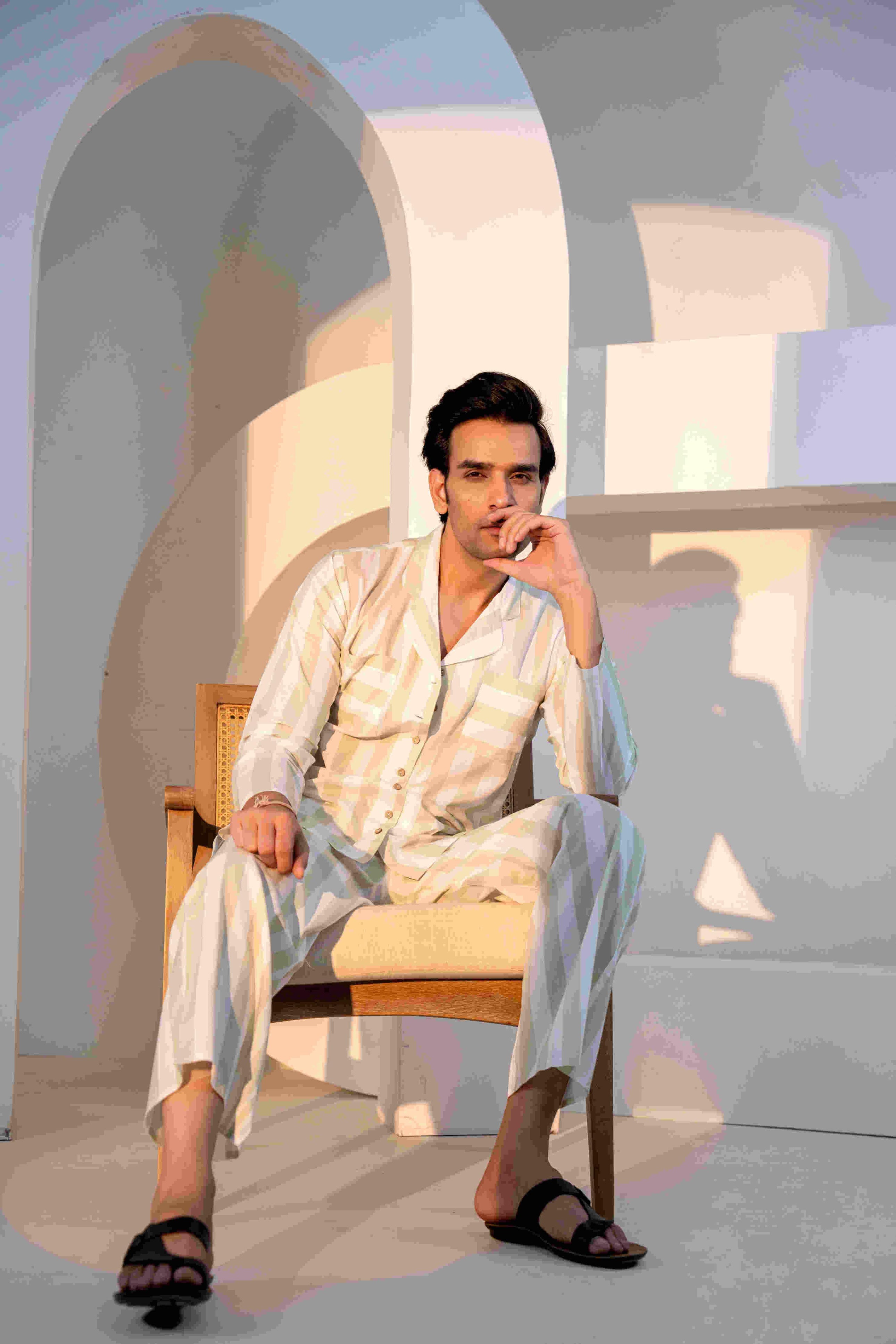 Sage Stripes Loungewear| 100% Cambric Cotton | Men Pajama