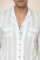 Sage Stripes Loungewear| 100% Cambric Cotton | Men Pajama - paizlie