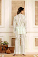 Sage Stripes Loungewear| 100% Cambric Cotton | Women Sleepwear - paizlie
