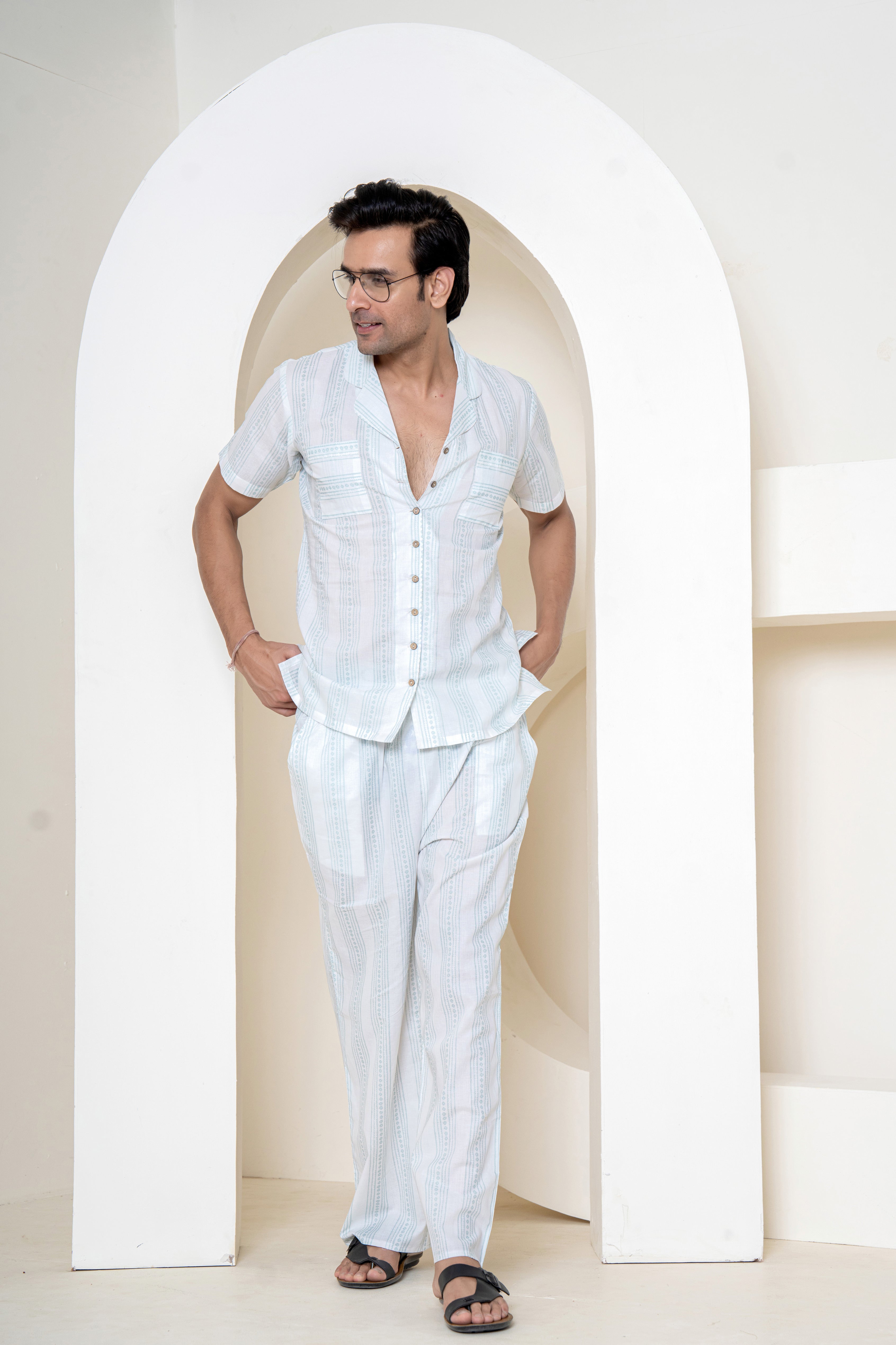 Azure Skyscape Loungewear | 100% Cambric Cotton | Men