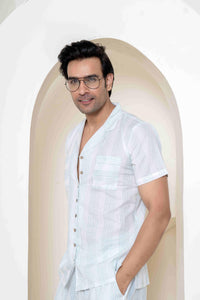 Azure Skyscape Loungewear | 100% Cambric Cotton | Men - paizlie