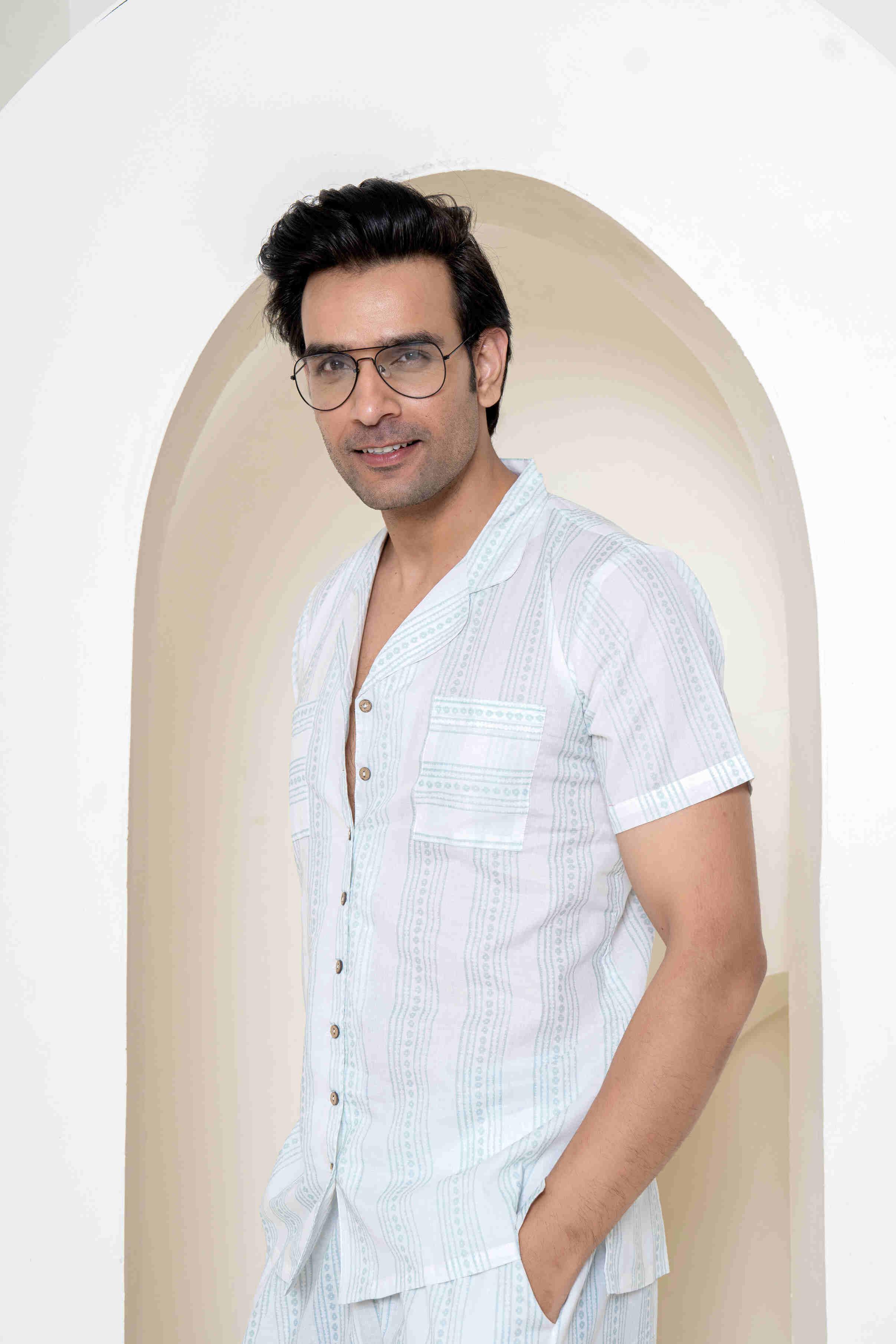Azure Skyscape Loungewear | 100% Cambric Cotton | Men - paizlie
